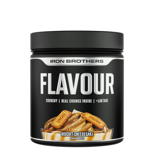 Iron Brothers Crunchy Flavour Powder / Geschmackspulver mit Stücken, Biscuit Cheesecake Geschmack 250g Dose, Biscuit