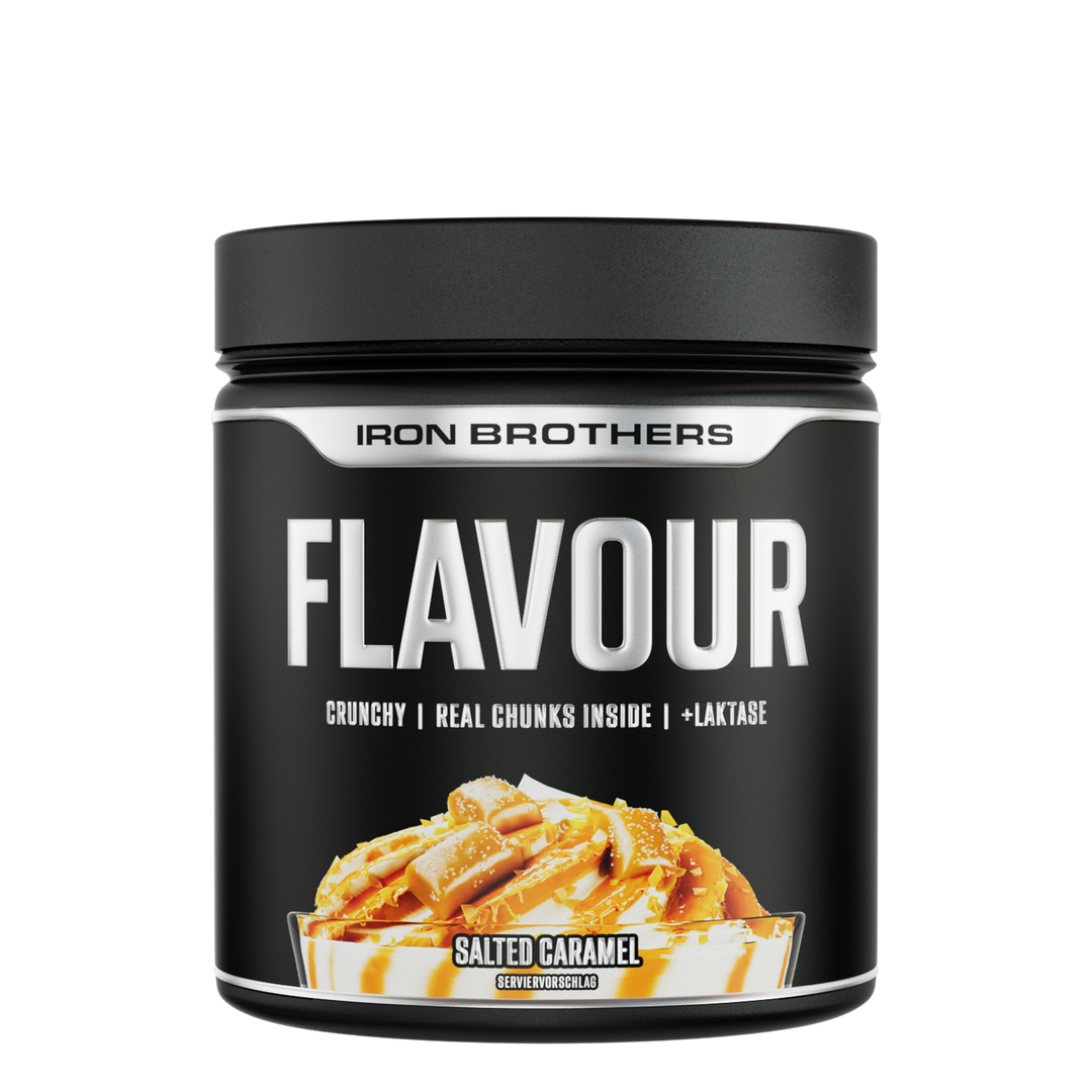 Iron Brothers Crunchy Flavour Powder / Geschmackspulver mit Stücken, Salted Caramel Geschmack 250g Dose, Karamell