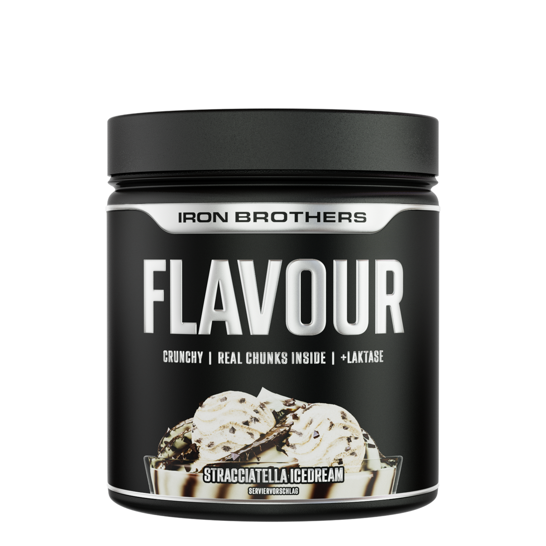 Iron Brothers Crunchy Flavour Powder / Geschmackspulver mit Stücken, Stracciatella Icedream Geschmack 250g Dose, Stracciatella