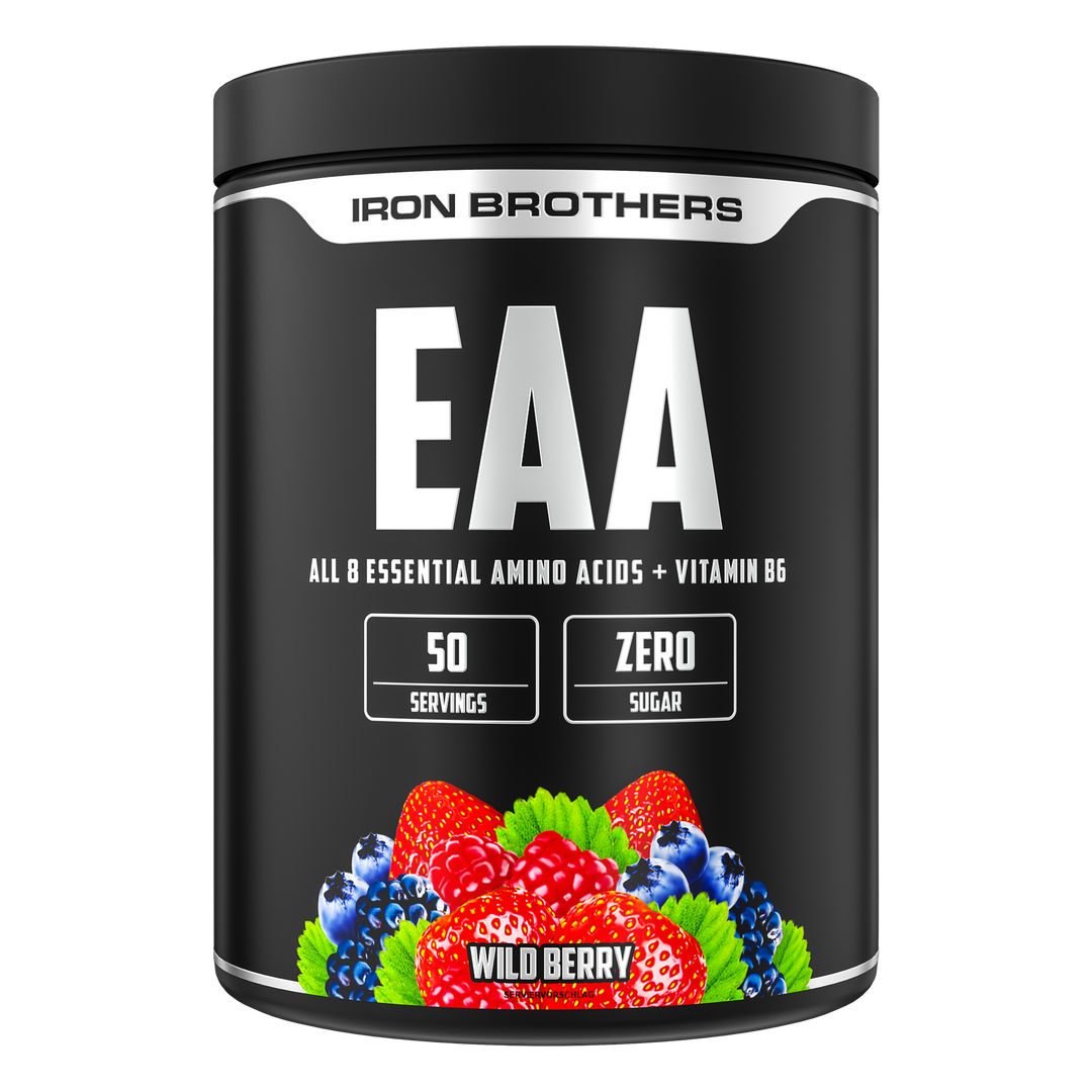 Iron Brothers EAA Essentielle Aminosäuren Pulver ohne Zucker, Wild Berry Geschmack 500g Dose, Waldbeere