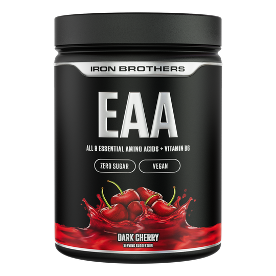 Iron Brothers EAA Essentielle Aminosäuren Pulver ohne Zucker, Dark Cherry Geschmack 500g Dose, Kirsche