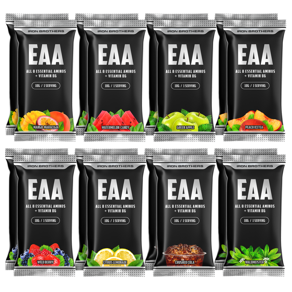 Essentielle Aminosäuren ohne Zucker EAA Zero im Tester Set mit jeweils zwei Sachets pro Geschmack zum Probierpaket