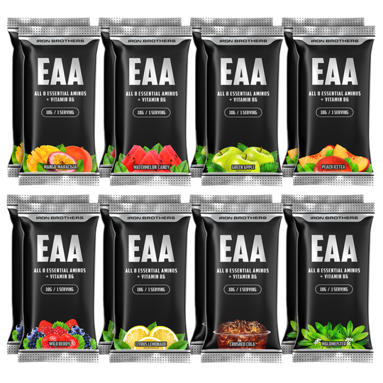 Essentielle Aminosäuren ohne Zucker EAA Zero im Tester Set mit jeweils zwei Sachets pro Geschmack zum Probierpaket