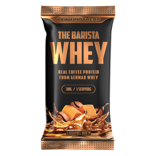 Iron Brothers The Barista Whey - Caramel Brew Flavour 30g Sample Probe, Karamell Kaffee Geschmack