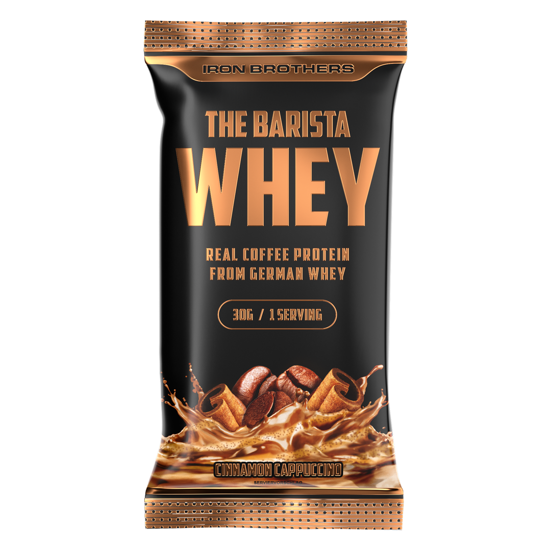Iron Brothers The Barista Whey - Cinnamon Cappuccino Flavour 30g Sample Probe, Zimt Kaffee Geschmack