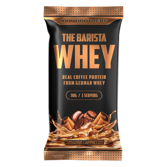 Iron Brothers The Barista Whey - Cinnamon Cappuccino Flavour 30g Sample Probe, Zimt Kaffee Geschmack