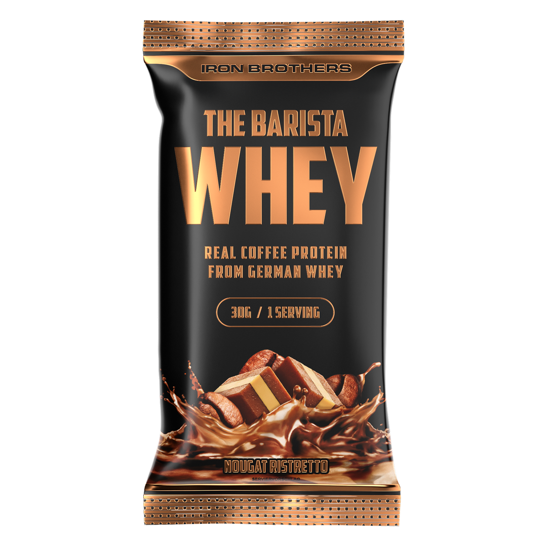 Iron Brothers The Barista Whey - Nougat Ristretto Flavour 30g Sample Probe, Nougat Kaffee Geschmack