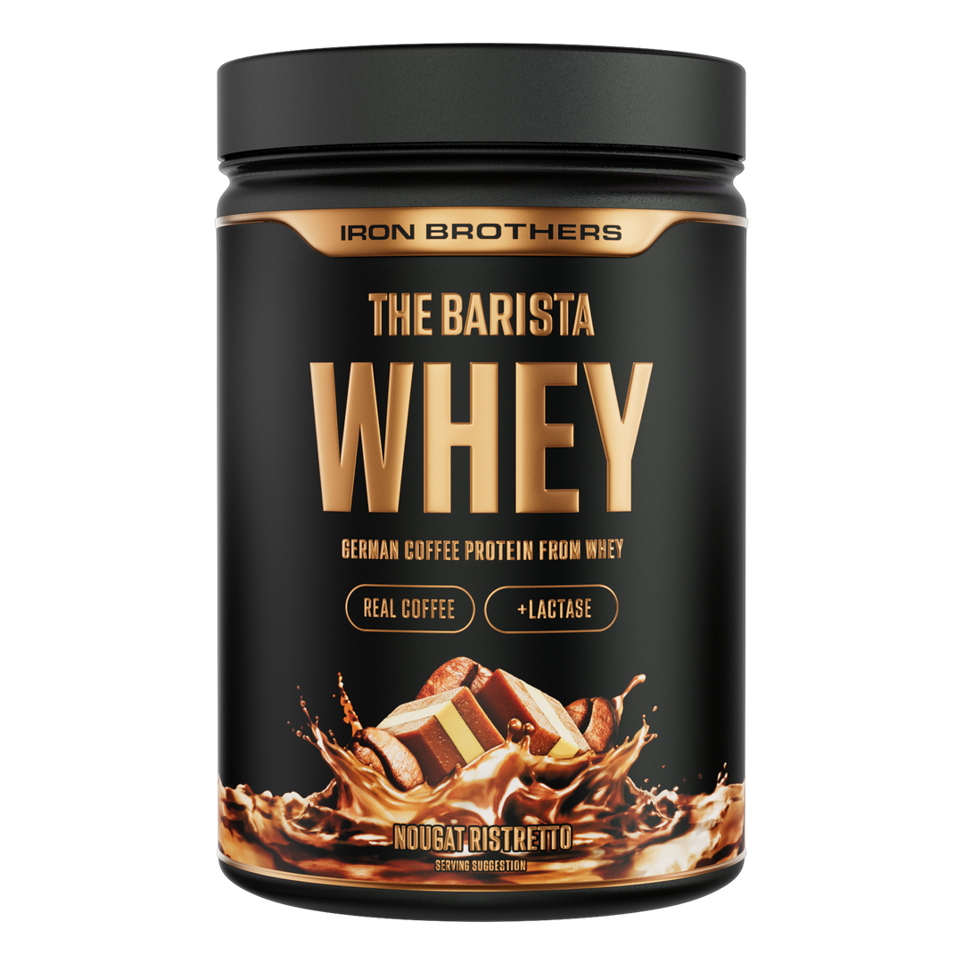 Iron Brothers The Barista Whey - Protein Kaffee Nougat Ristretto Geschmack 908g Dose, Nougat Schokalden Protein Kaffee