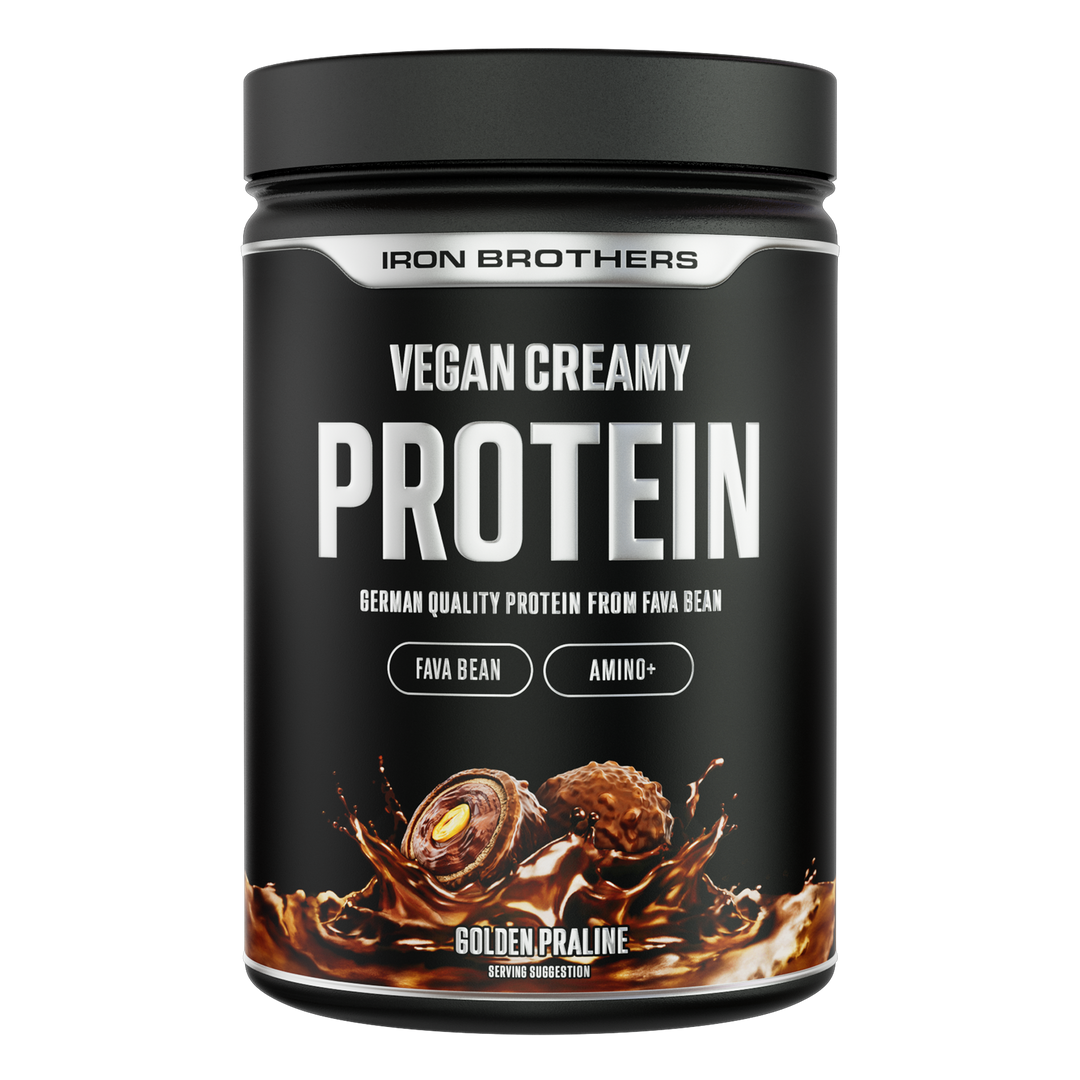 Vegan Creamy Protein 908g - Golden Praline Flavour von Iron Brothers - Schokoladen Nougat Geschmack