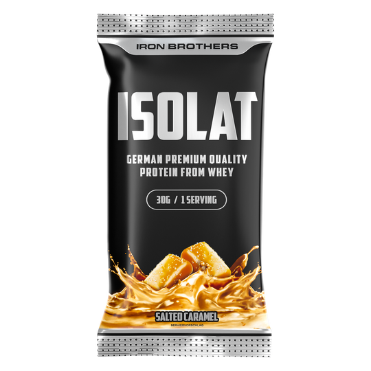 Iron Brothers Whey Protein Isolate Salted Caramel Flavour 30g Sample Probe, Karamell Geschmack 