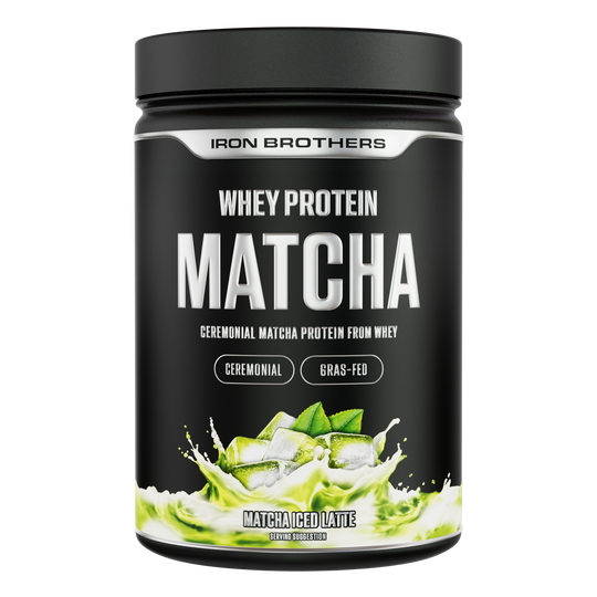 Iron Brothers Whey Protein Konzentrat Matcha Iced Latte Geschmack 908g Dose, Ceremonial Matcha - Echtes Matcha