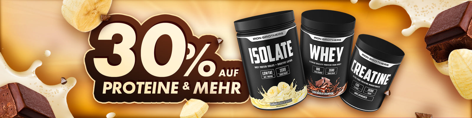 30% auf Proteine und mehr nur bei Iron Brothers für kurze Zeit! Sportnahrung udn Supplements Made in Germany