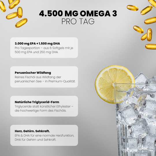 Omega 3 Triglyceride - 90 Softgel Kapseln - 500MG EPA & 250MG DHA - Vorteile  #inhalt_90-kapseln