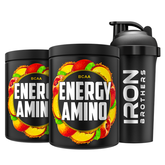 Iron Brothers BCAA Energy Amino Pulver ohne Zucker, Peach Power Geschmack 2x 500g Dose mit Gratis Shaker, Pfirsich