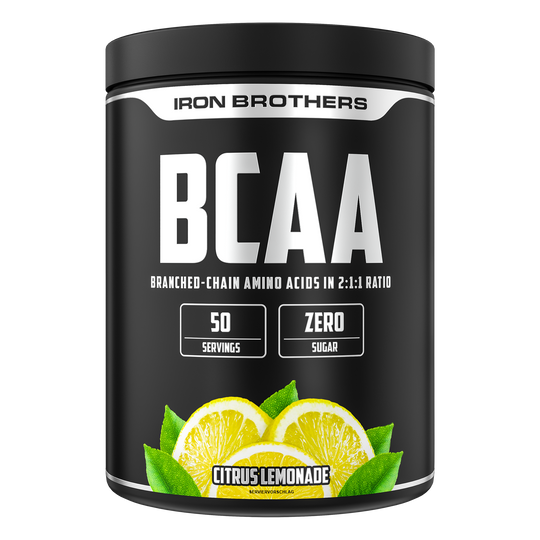 Iron Brothers BCAA 2:1:1 Aminosäuren Pulver ohne Zucker, Citrus Lemonade - Zitronen Geschmack 500g Dose
