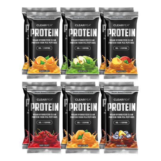 Clearpea Probierpaket Doppelpack von Iron Brothers jeweils jeden Geschmack zweimal #inhalt_12x-30g-doppelpack