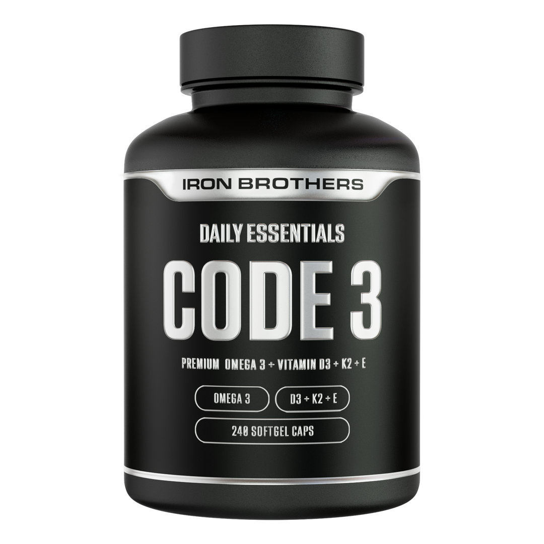 Daily Essentials Code 3 von Iron Brothers - Premium Omega 3 + Vitamin D3 + Vitamin K2 + Vitamin E - Made in Germany #inhalt_240-kapseln