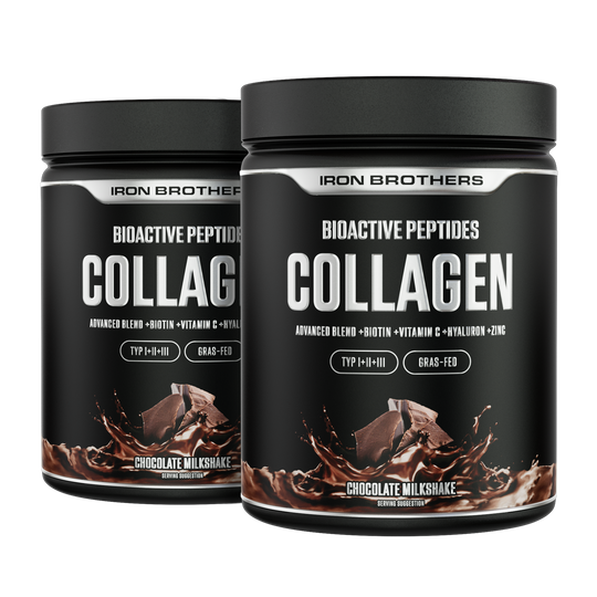 Collagen Advanced Doppelpack Chocolate Milkshake von Iron Brothers mit Biotin, Vitamin C, Hyaluron und Zink - Schokoladen Geschmack