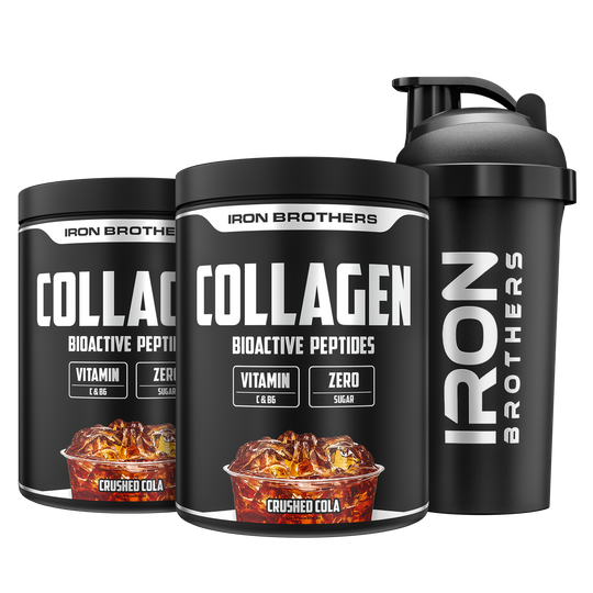 Iron Brothers Collagen Bioakrive Peptides Pulver ohne Zucker, Crushed Cola Geschmack 2x 300g Dose mit Gratis Shaker, Cola von Iron Brothers