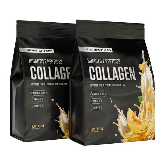 2kg Collagen Advanced Doppelpack von Iron Brothers Honey Melon - Melonen Geschmack #geschmack_honey-melon