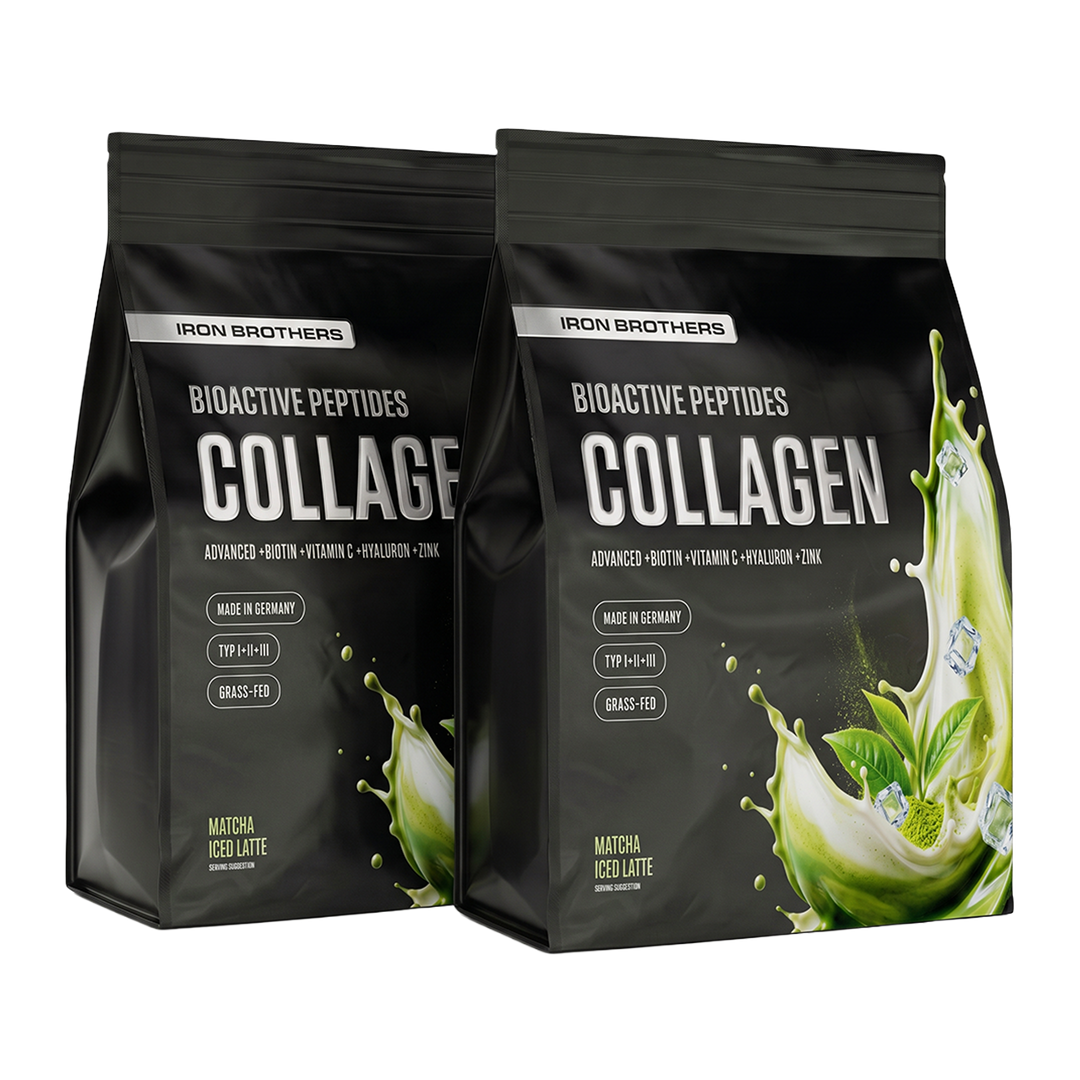 2kg Collagen Advanced Doppelpack von Iron Brothers Matcha Iced Latte - Matcha Geschmack #geschmack_matcha-iced-latte
