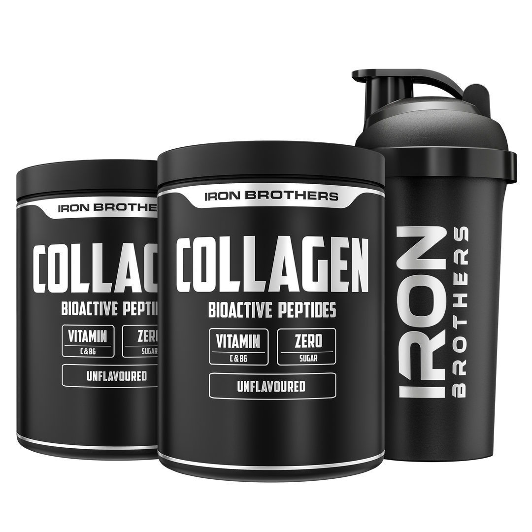 Iron Brothers Collagen Bioakrive Peptides Pulver ohne Zucker, Unflavoured 2x 300g Dose mit Gratis Shaker, Geschmacksneutral