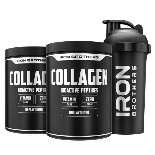 Iron Brothers Collagen Bioakrive Peptides Pulver ohne Zucker, Unflavoured 2x 300g Dose mit Gratis Shaker, Geschmacksneutral