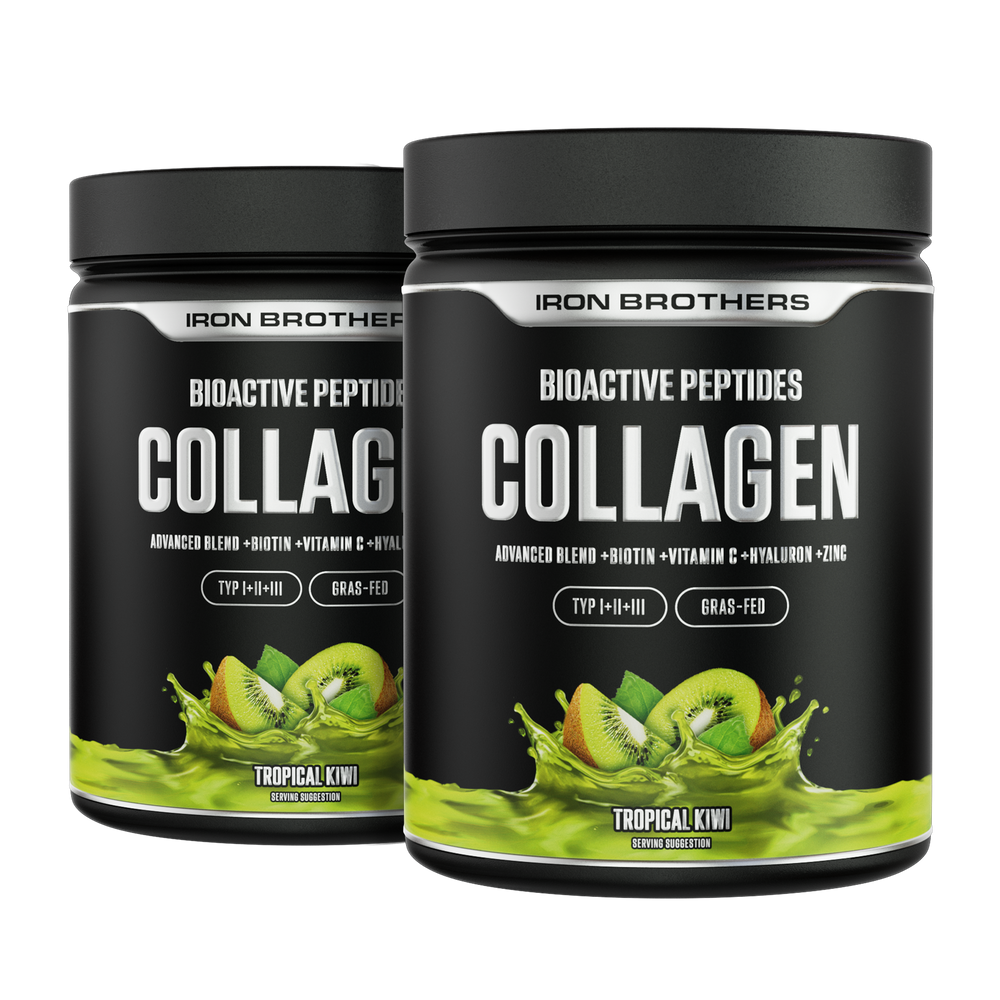 Collagen Advanced Doppelpack Tropical Kiwi von Iron Brothers mit Biotin, Vitamin C, Hyaluron und Zink - Kiwi Geschmack