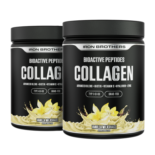 Collagen Advanced Doppelpack Vanilla Milkshake von Iron Brothers mit Biotin, Vitamin C, Hyaluron und Zink - Vanille Geschmack