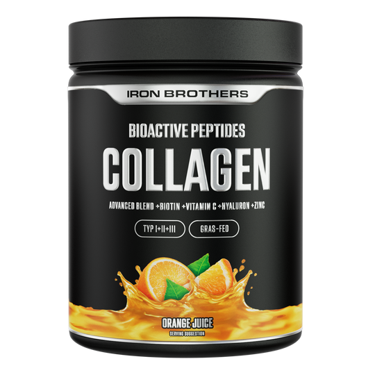 Collagen Advanced Orange Juice von Iron Brothers mit Biotin, Vitamin C, Hyaluron und Zink - Orangen Geschmack