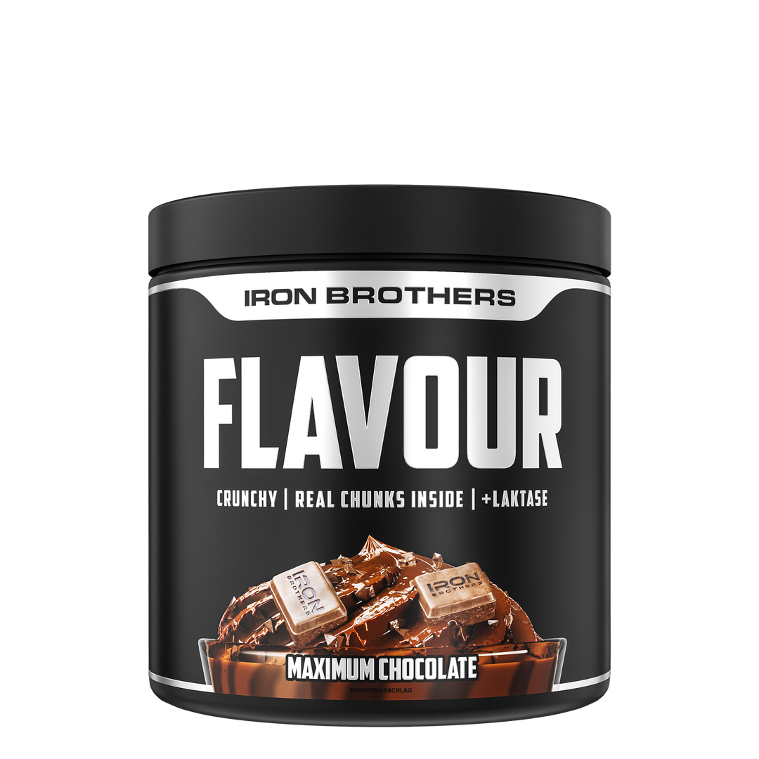 Iron Brothers Crunchy Flavour Powder / Geschmackspulver mit Stücken, Maximum Chocolate Geschmack 250g Dose, Schokolade