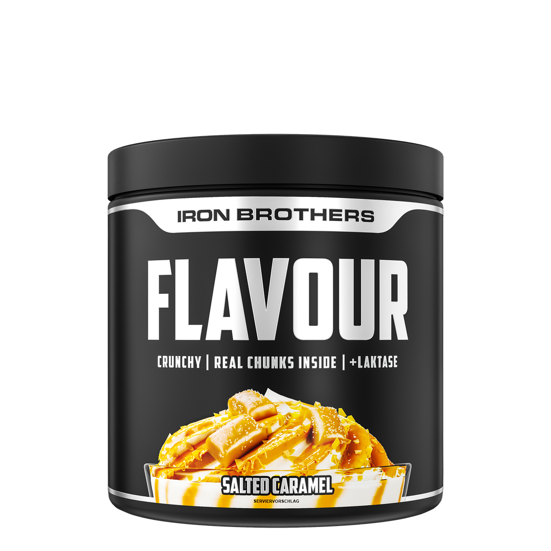 Iron Brothers Crunchy Flavour Powder / Geschmackspulver mit Stücken, Salted Caramel Geschmack 250g Dose, Karamell