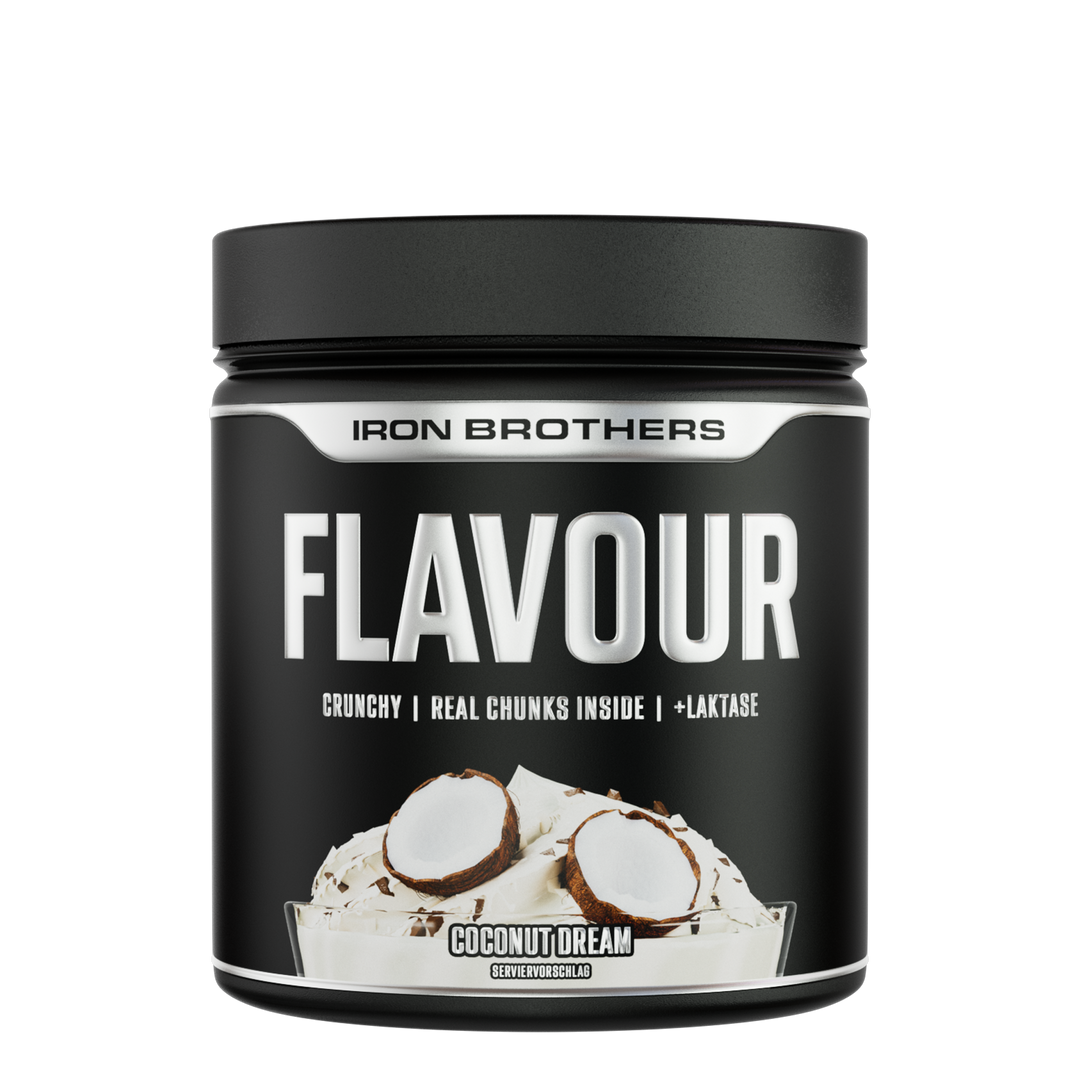 Iron Brothers Crunchy Flavour Powder / Geschmackspulver mit Stücken, Coconut Dream Geschmack 250g Dose, Kokosnuss