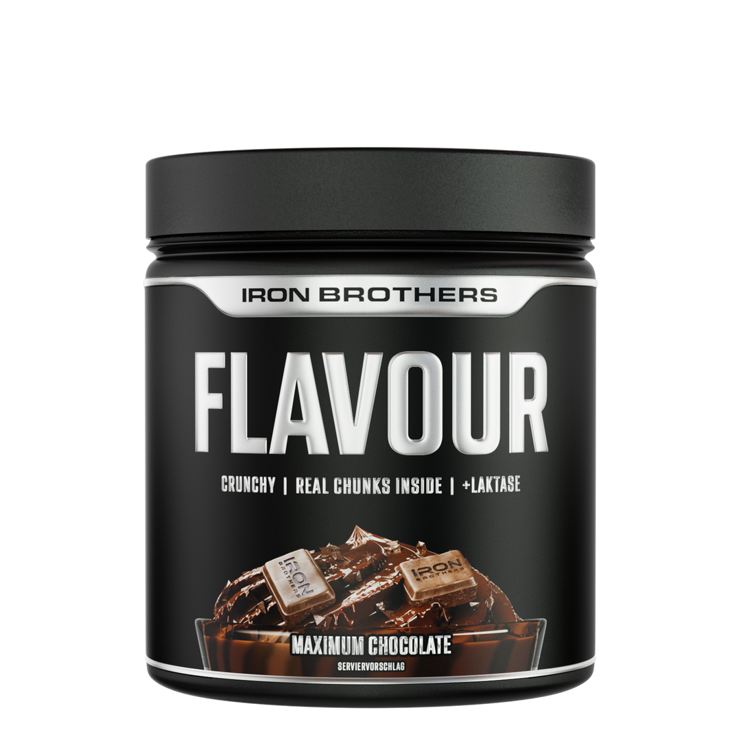 Iron Brothers Crunchy Flavour Powder / Geschmackspulver mit Stücken, Maximum Chocolate Geschmack 250g Dose, Schokolade