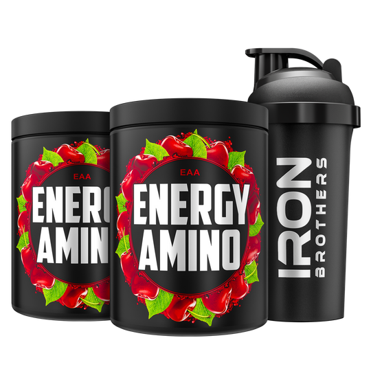 Iron Brothers EAA Energy Amino Pulver ohne Zucker, Cherry Bomb Geschmack 2x 500g Dose mit Gratis Shaker, Kirsche