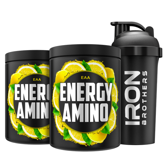 Iron Brothers EAA Energy Amino Pulver ohne Zucker, Sicilian Storm Geschmack 2x 500g Dose mit Gratis Shaker, Zitrone