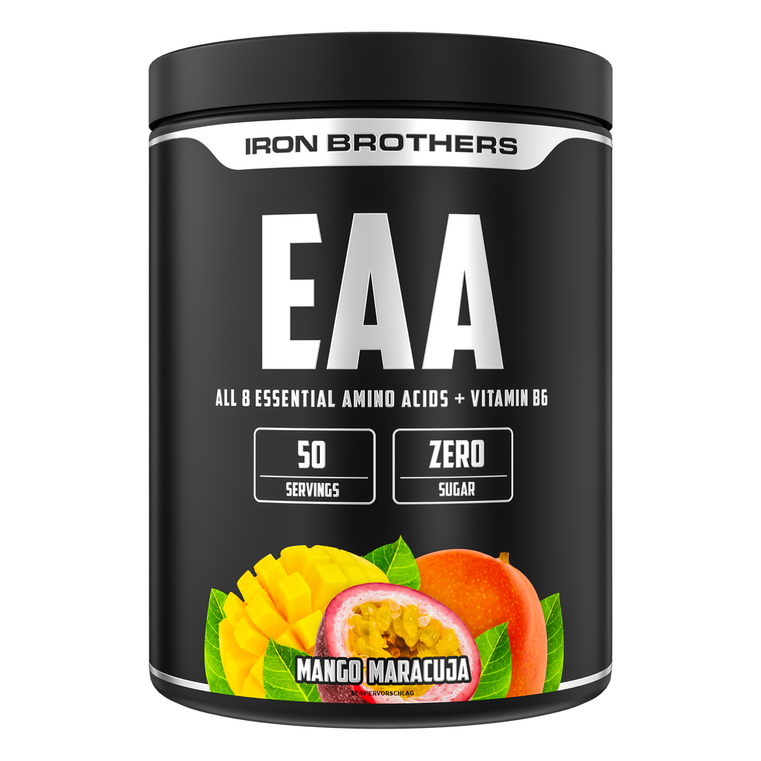 Iron Brothers EAA Essentielle Aminosäuren Pulver ohne Zucker, Mango Maracuja Geschmack 500g Dose, Mango Maracuja