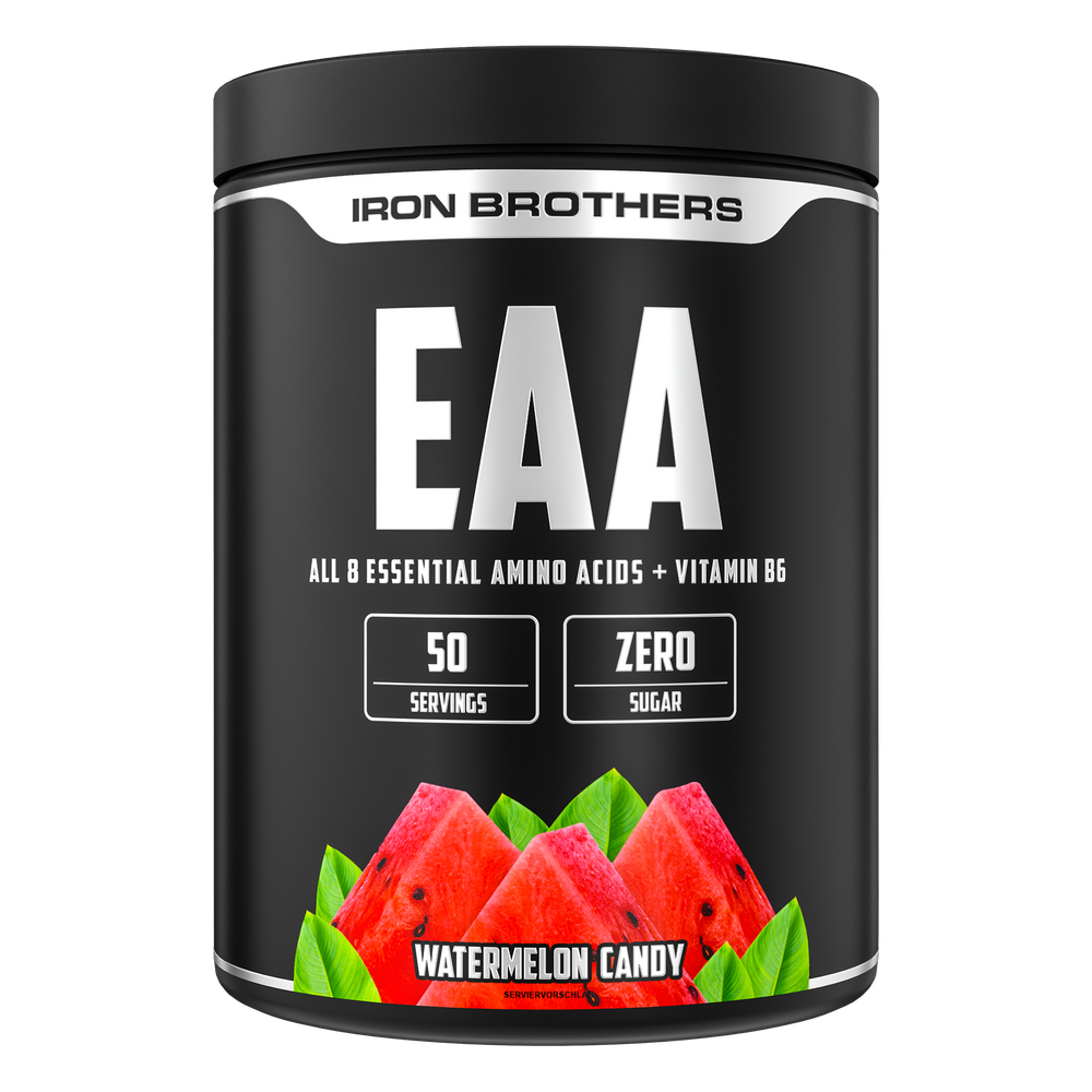 Iron Brothers EAA Essentielle Aminosäuren Pulver ohne Zucker, Watermelon Candy Geschmack 500g Dose, Wassermelone