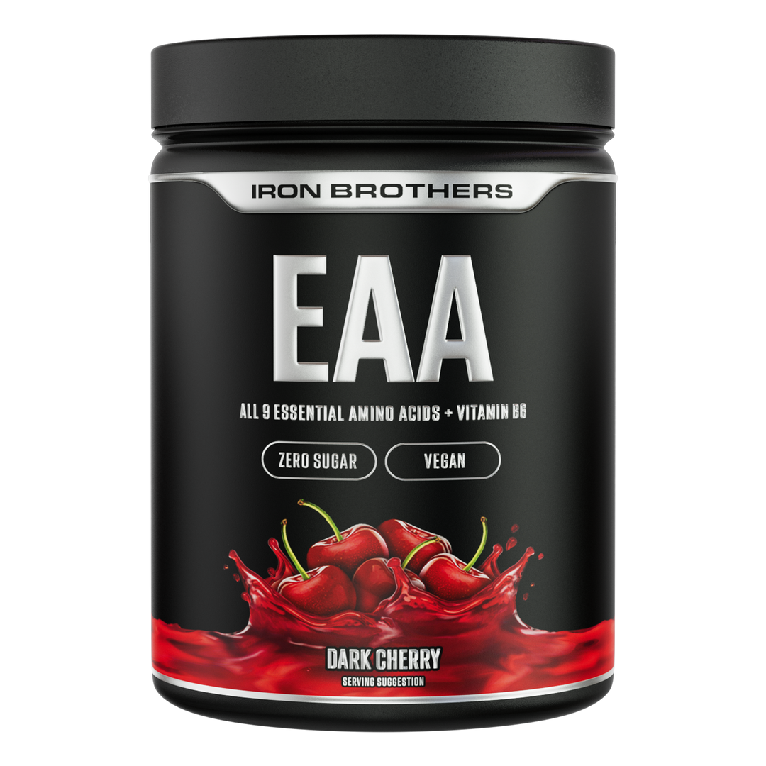 Iron Brothers EAA Essentielle Aminosäuren Pulver ohne Zucker, Dark Cherry Geschmack 500g Dose, Kirsche