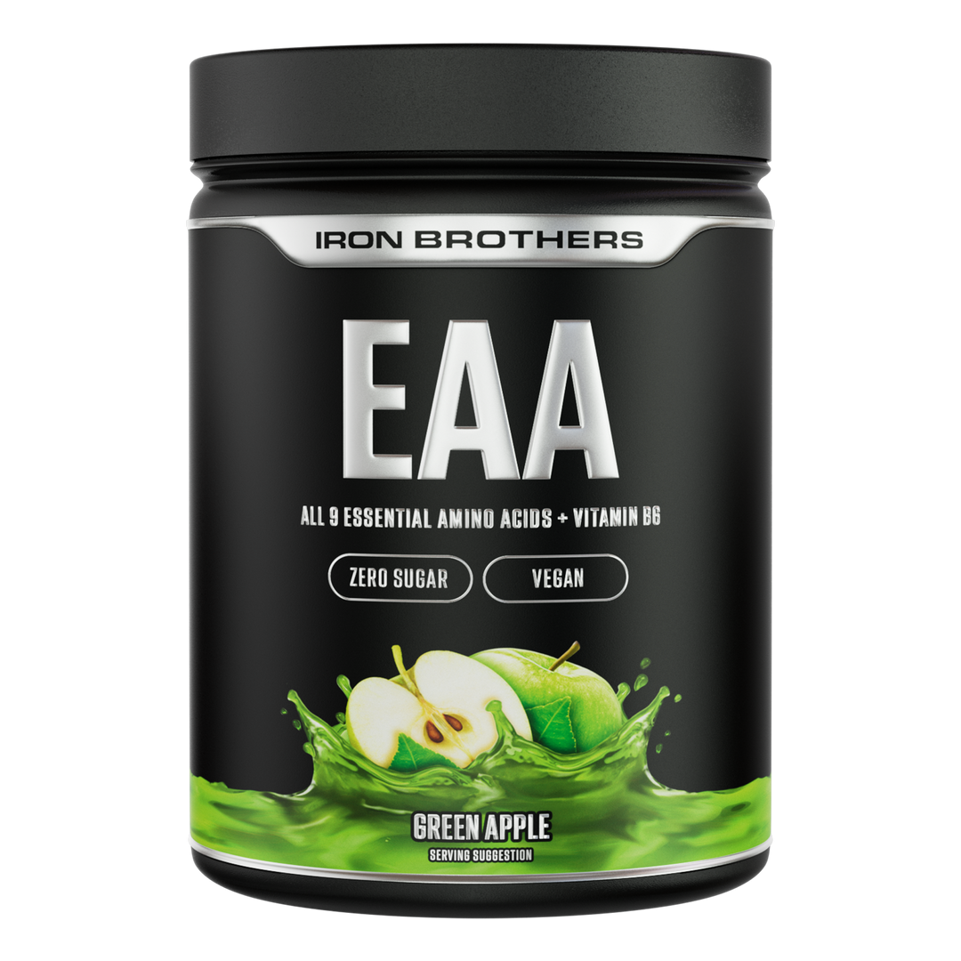 Iron Brothers EAA Essentielle Aminosäuren Pulver ohne Zucker, Green Apple Geschmack 500g Dose, Grüner Apfel