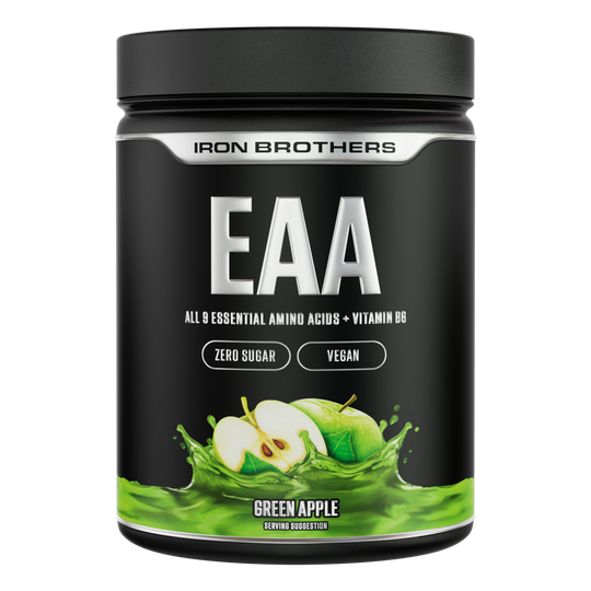 Iron Brothers EAA Essentielle Aminosäuren Pulver ohne Zucker, Green Apple Geschmack 500g Dose, Grüner Apfel