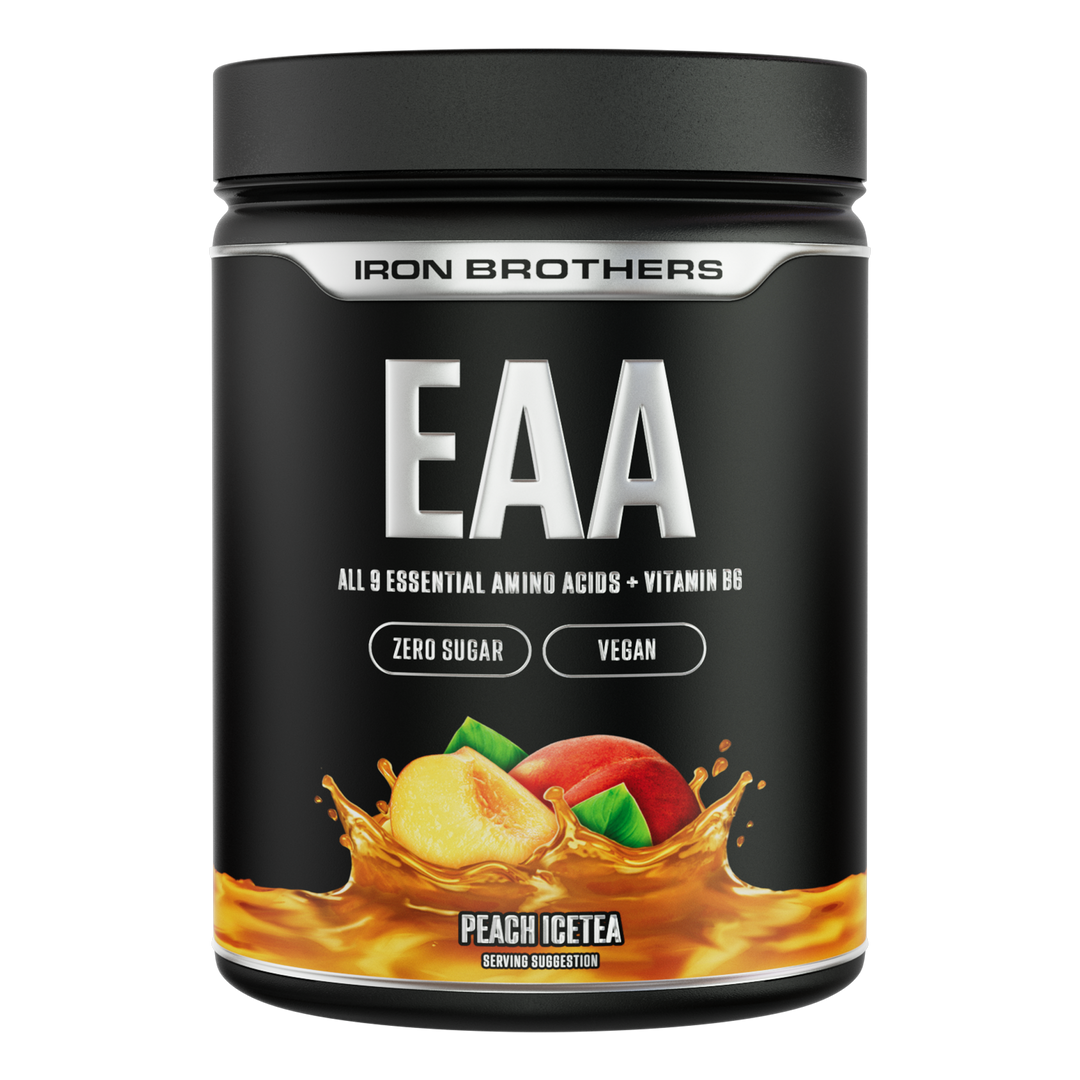 Iron Brothers EAA Essentielle Aminosäuren Pulver ohne Zucker, Peach Icetea Geschmack 500g Dose, Eistee Pfirsich