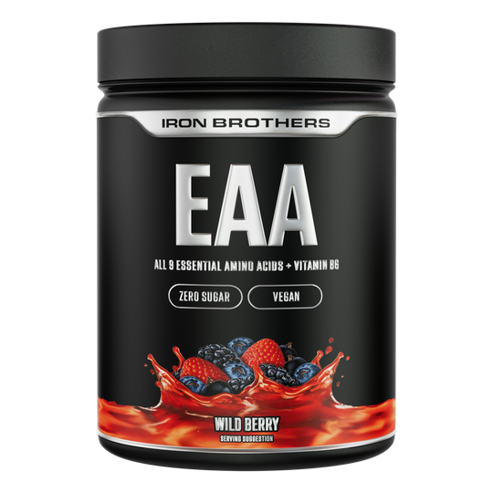 Iron Brothers EAA Essentielle Aminosäuren Pulver ohne Zucker, Wild Berry Geschmack 500g Dose, Waldbeere