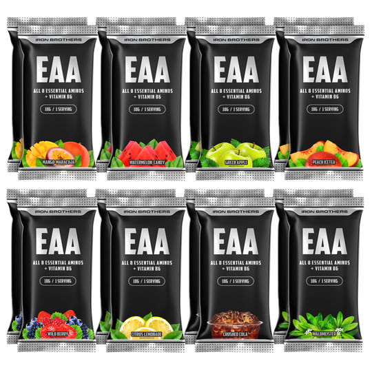 Essentielle Aminosäuren ohne Zucker EAA Zero im Tester Set mit jeweils zwei Sachets pro Geschmack zum Probierpaket #inhalt_16x-10g-doppelpack