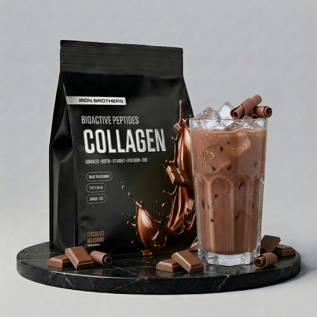 Collagen Advanced Doppelpack von Iron Brothers Chocolate Milkshake - Schokoladen Geschmack - Design, Wirkung und Geschmack #geschmack_chocolate-milkshake
