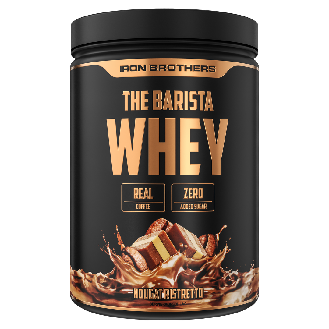 Iron Brothers The Barista Whey - Protein Kaffee Nougat Ristretto Geschmack 908g Dose, Nougat Schokalden Protein Kaffee