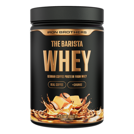 Iron Brothers The Barista Whey - Protein Kaffee Caramel Brew Geschmack 908g Dose, Karamell Kaffee Protein