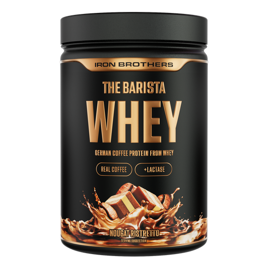 Iron Brothers The Barista Whey - Protein Kaffee Nougat Ristretto Geschmack 908g Dose, Nougat Schokalden Protein Kaffee