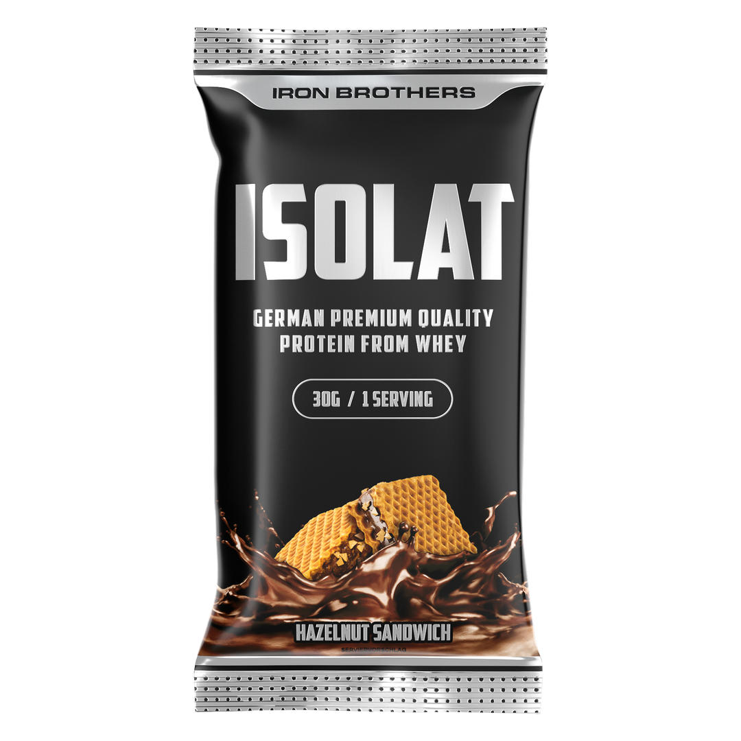 Iron Brothers Whey Protein Isolate Hazelnut Sandwich Flavour 30g Sample Probe, Haselnuss Geschmack 