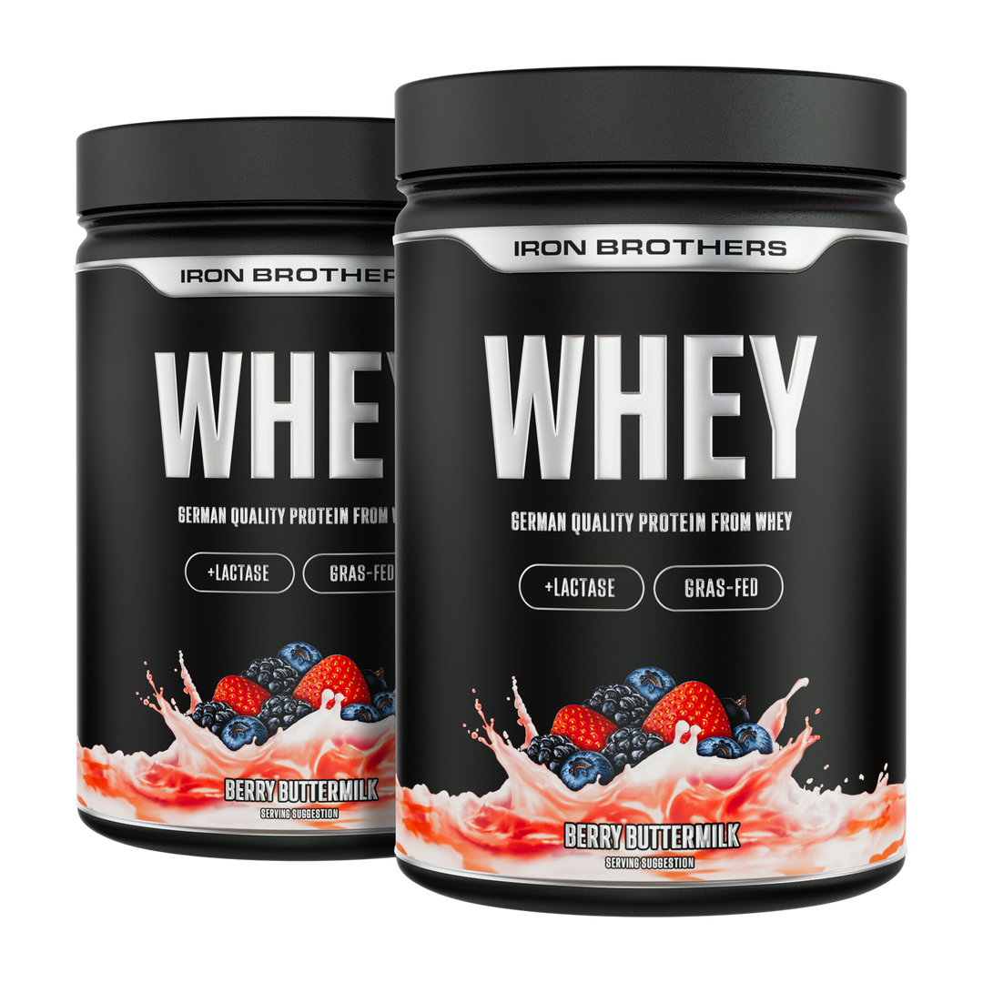Whey Protein Doppelpack von Iron Brothers - Berry Buttermilk Geschmack - Beeren Buttermilch